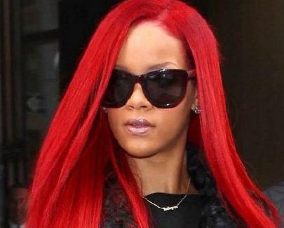 rihanna red hairstyles 2011. Rihanna Updo Red Hairstyle by