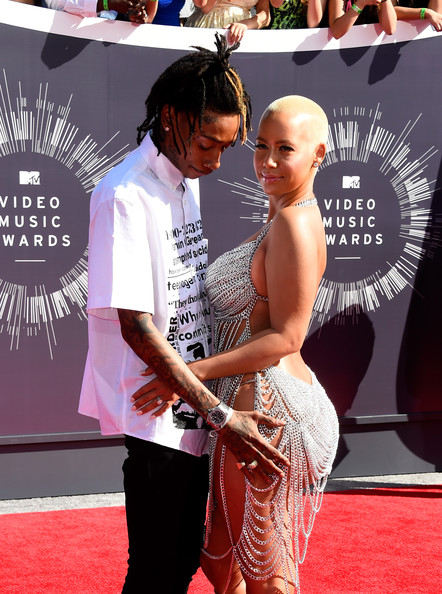 Wiz Khalifa and model Amber Rose attend the 2014 MTV Video Music Awards at The Forum on August 24, 2014 in Inglewood, California