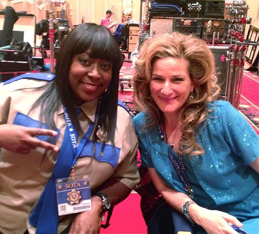 Loni Love and Ana Gasteyer prepare to film another scene for "Paul Blart: Mall Cop 2"